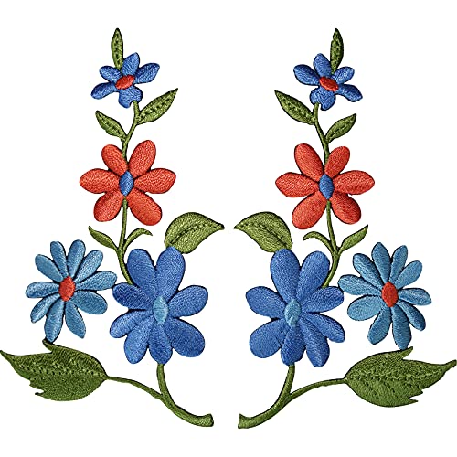 Paar Blumenaufnäher Aufbügeln auf Kleidung Stickerei Blumenhandwerk Patch Abzeichen Paar Blumenaufnäher Aufbügeln auf Kleidung Stickerei Blumenhandwerk Patch Abzeichen von ELLU