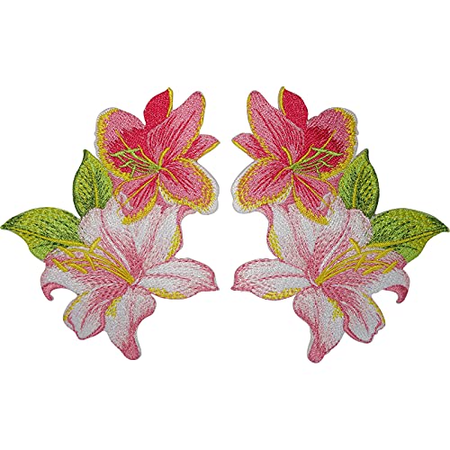 ELLU Paar Blumenaufnäher zum Aufbügeln Blumen Aufnäher Kleidung Jeans Kleid Abzeichen annähen von ELLU