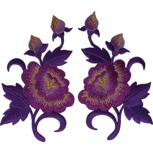ELLU Paar lila Blumen Aufnäher Aufbügeln Jeans Aufnäher Aufnäher Abzeichen Blumen gestickt ELLU Paar lila Blumen Aufnäher Aufbügeln Jeans Aufnäher Aufnäher Abzeichen Blumen gestickt von ELLU