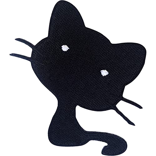Schwarze Katze Aufnäher T-Shirt zum Aufnähen Jeansrock Anzugjacke gesticktes Abzeichen von ELLU