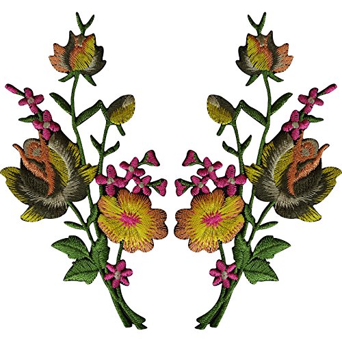 Ein Paar Rosen-Flicken zum Aufbügeln oder Aufnähen, bestickte Abzeichen, Abzeichen von ELLU