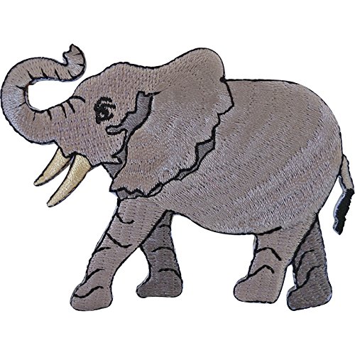 Elefanten-Aufnäher, zum Aufbügeln, für T-Shirt, Tasche, bestickt, Zoo-Tier-Applikation von ELLU