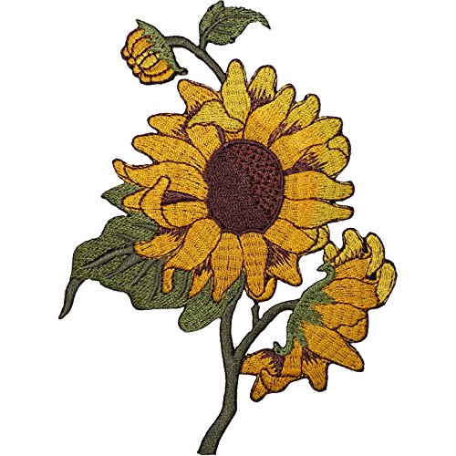 Flicken mit gestickter Sonnenblume zum Aufnähen oder Aufbügeln von ELLU