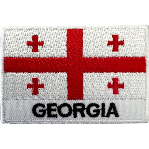 Georgia-Flagge, zum Aufbügeln oder Aufnähen, mittelalterliches rotes Kreuz, St. Georg, besticktes Abzeichen Georgia-Flagge, zum Aufbügeln oder Aufnähen, mittelalterliches rotes Kreuz, St. Georg, besticktes Abzeichen von ELLU