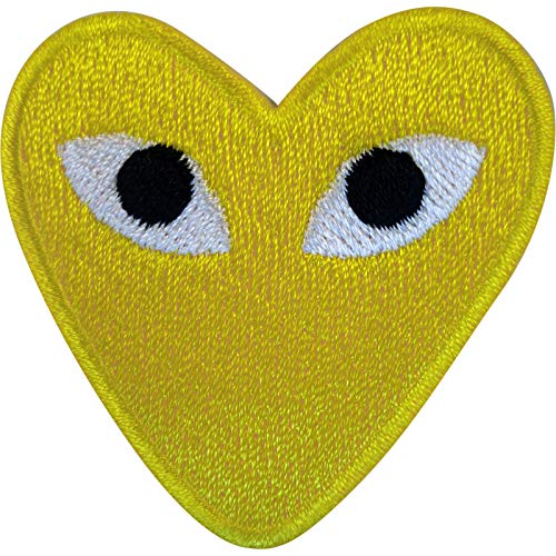 Gestickte gelbe Liebe Herz Augen Eisen auf Patch Stickerei Abzeichen Applique nähen von ELLU