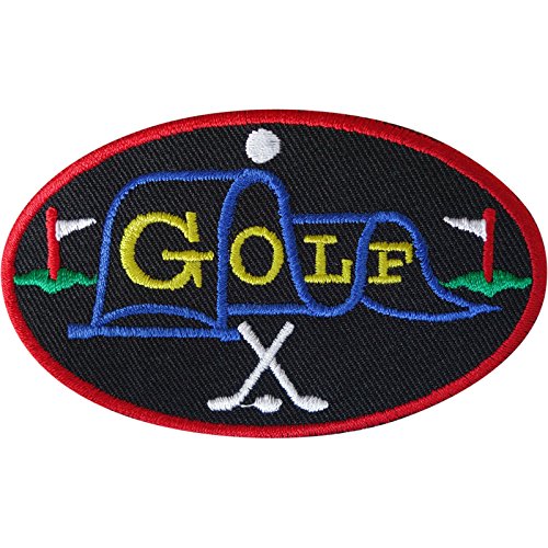 Golfaufnäher zum Aufbügeln, besticktes Abzeichen mit Schlägern und Bällen, Stickerei-Applikation von ELLU