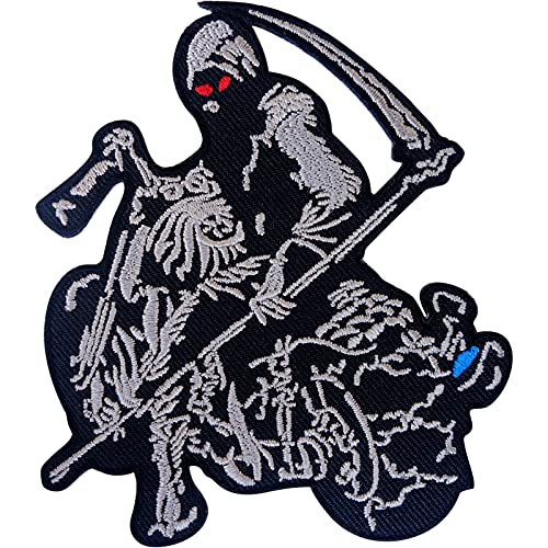 Grim Reaper Chopper Patch zum Aufbügeln auf Motorrad Motorrad gesticktes Abzeichen von ELLU