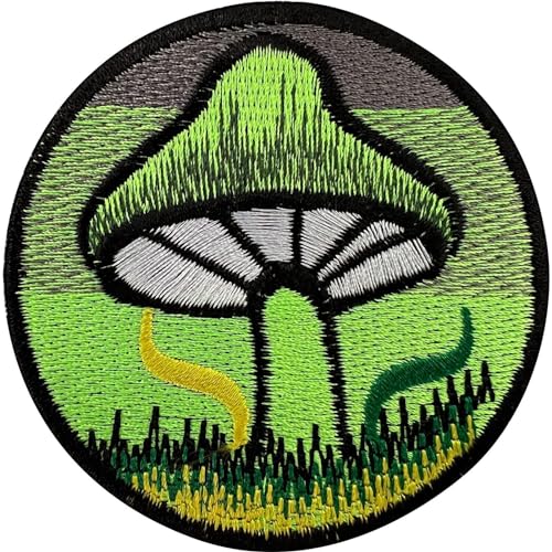 Grüner magischer Pilz-Aufnäher zum Aufbügeln oder Aufnähen auf Jeansjacke, Kleidung, besticktes Abzeichen Grüner magischer Pilz-Aufnäher zum Aufbügeln oder Aufnähen auf Jeansjacke, Kleidung, besticktes Abzeichen von ELLU