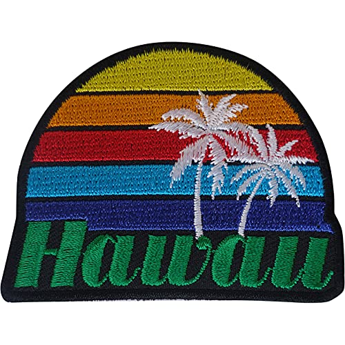 Hawaii Patch Eisen Aufnähen Kleidung Palmen Regenbogen Hawaiian Gesticktes Abzeichen von ELLU
