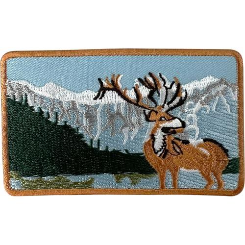 Hirschaufnäher zum Aufbügeln oder Aufnähen auf Kleidung, Rentier, Wandern, Wandern, Camping, besticktes Abzeichen von ELLU