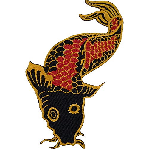 ELLU Japanischer Koi Karpfen Fisch Aufnäher/Patch Motorrad Jacke gestickt Abzeichen, 5,3 cm Breite und 10,4 cm Höhe von ELLU