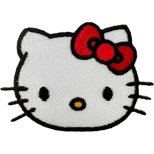Kitty-Aufnäher zum Aufbügeln oder Aufnähen, Motiv: Katze, Kawaii, Cartoon, japanischer Anime, bestickt, Abzeichen für Tasche, Pyjama, Kleid, Decke, T-Shirt, Denim, Jeans, Jacke, Hut, Rucksack von ELLU
