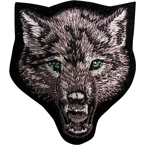 Kleiner Wolf Patch zum Aufbügeln oder Aufnähen auf Kleidung, Kappe, Tasche, Tierstickerei, besticktes Abzeichen von ELLU