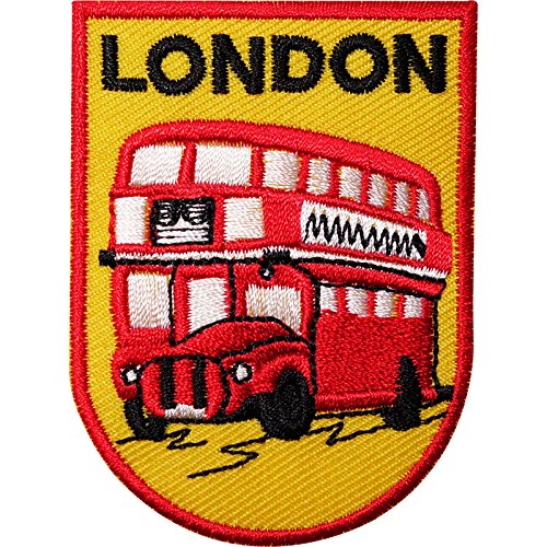 London Bus bestickter Aufnäher zum Aufnähen oder Aufbügeln, für Kleidung, T-Shirt, Jacke, Souvenir. von ELLU