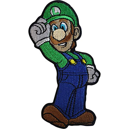 Luigi Patch Eisen nähen auf gesticktem Abzeichen Super Mario Bros Videospiel von ELLU