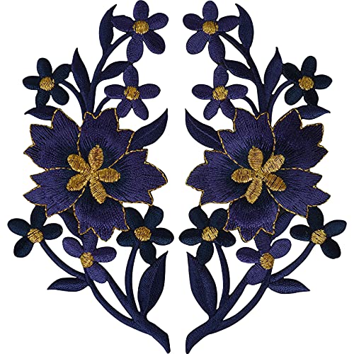 Paar Blumenaufnäher Eisen Aufnähen Kleidung Jeans Blumen Stickerei Patch Abzeichen von ELLU