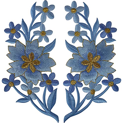 Paar Blumenaufnäher Eisen Aufnäher Denim Jeans Blumen Stickerei Patch Abzeichen von ELLU