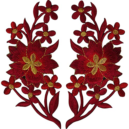 Paar Blumenaufnäher Eisen Aufnäher T-Shirt Kleid Aufnäher Blumen Stickerei Abzeichen von ELLU