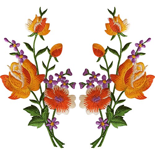 Paar Rose Blume bestickt Patches Eisen nähen auf Stickerei Patch Badge Motiv von ELLU