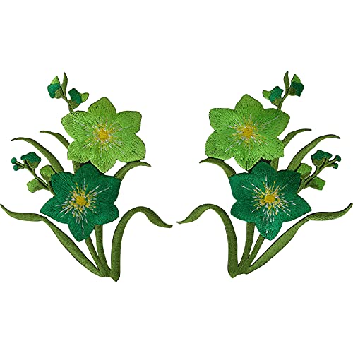 Paar grüne Blumenaufnäher Eisen Aufnähen Blumen Gestickte Aufnäher Abzeichen Motive Paar grüne Blumenaufnäher Eisen Aufnähen Blumen Gestickte Aufnäher Abzeichen Motive von ELLU