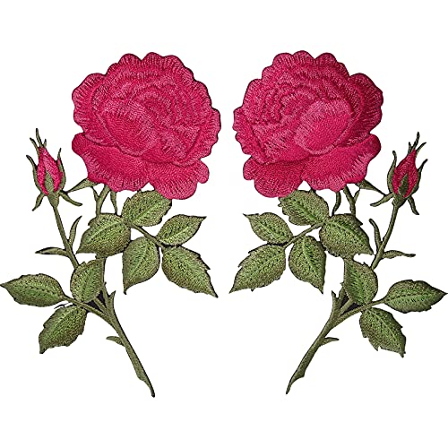 Paar rosa Rose Blume Patches Eisen aufnähen Jeans Kleidung Blumen Patch Abzeichen von ELLU