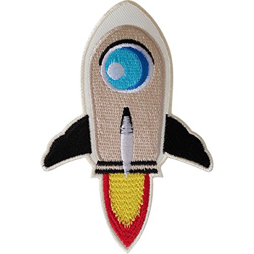 ELLU Raketen-Aufnäher, bestickt, zum Aufbügeln oder Aufnähen, für Kleidung, Jacken, Jeans, Taschen, NASA, 7,1 cm breit und 10,5 cm hoch ELLU Raketen-Aufnäher, bestickt, zum Aufbügeln oder Aufnähen, für Kleidung, Jacken, Jeans, Taschen, NASA, 7,1 cm breit und 10,5 cm hoch von ELLU