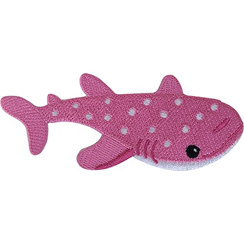 Rosa Hai Aufnäher Aufnäher Aufnähen Auf Kleidung Fisch Gestickte Abzeichen Stickerei Applikation von ELLU
