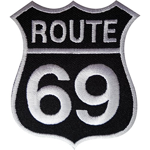 Route 69 Patch zum Aufbügeln oder Aufnähen, bestickt, Straßenschild, Biker-Abzeichen Amerika USA von ELLU