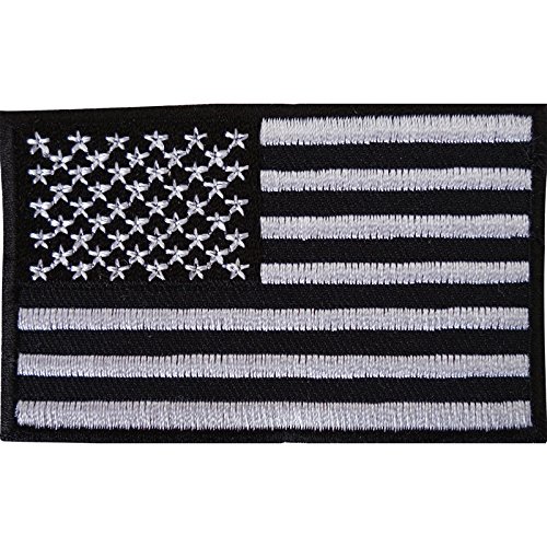 Schwarze USA-Flagge, bestickt, zum Aufbügeln oder Aufnähen, Amerika, T-Shirt, Tasche Schwarze USA-Flagge, bestickt, zum Aufbügeln oder Aufnähen, Amerika, T-Shirt, Tasche von ELLU