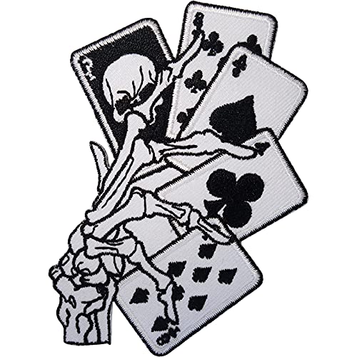 Skelett Hand Spielkarten Patch bügeln auf nähen auf Kleidung Poker gestickt Abzeichen Skelett Hand Spielkarten Patch bügeln auf nähen auf Kleidung Poker gestickt Abzeichen von ELLU