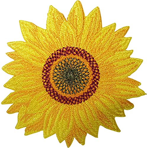 Sonnenblumen Patch Eisen Nähen auf Kleidung T-Shirt Kleid Jeans Blumen gestickt Abzeichen von ELLU