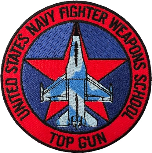 Top Gun Patch zum Aufbügeln oder Aufnähen auf Jacke Hemd United States Navy F14 besticktes Abzeichen von ELLU