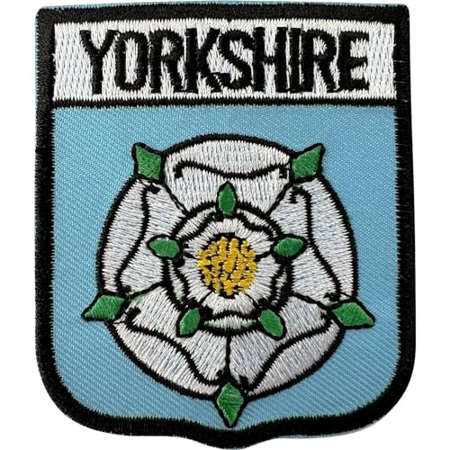 Yorkshire-Aufnäher zum Aufbügeln oder Aufnähen, weiße Rose, County-Flagge, UK England, besticktes Abzeichen von ELLU