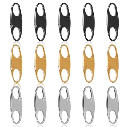 Reißverschluss Clip Sicherung Reisverschlüse Zipper Pull Replacement Diebstahlsicherung Karabiner für Gepäck, Rucksack, Geldbörse Geschlossen zu Schlösser(15 Stück) von ELNLE