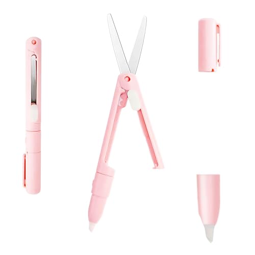 Tragbare Schere in Stiftform, kreative sichere Klappschere Keramik-Stiftschneider Allzweckschere für Papier kleine Papierschere kleine Schere Mini-Schere DIY-Papierschneidekunstwerkzeug für(rosa) von ELNX