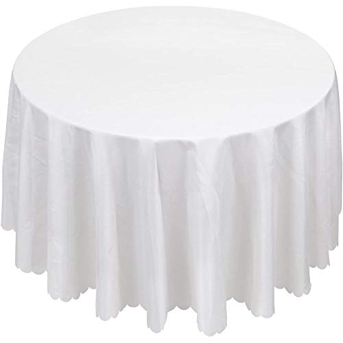 ELR Runde Tischdecke aus Polyester, für Hochzeit, Restaurant, Party, Bankett, Dekoration (weiß, Durchmesser: 1,6 m) von ELR