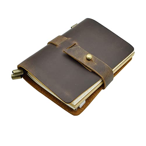 ELUKHT Handgefertigtes Leder-Notizbuch, Reise-Notizblock, Notizblock, Business, Schule, Büro, Schreibwaren (A 13 cm) von ELUKHT