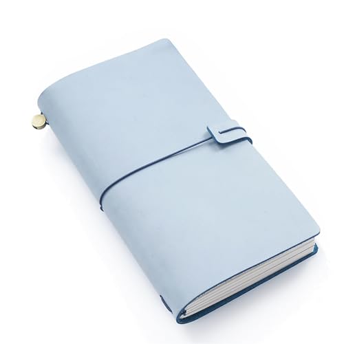 ELUKHT Leder-Notizbuch, Reise-Notizbuch, handgefertigtes Handbuch, Vintage-Notizblock für Büro, Zuhause, Schule (Blau, M) von ELUKHT