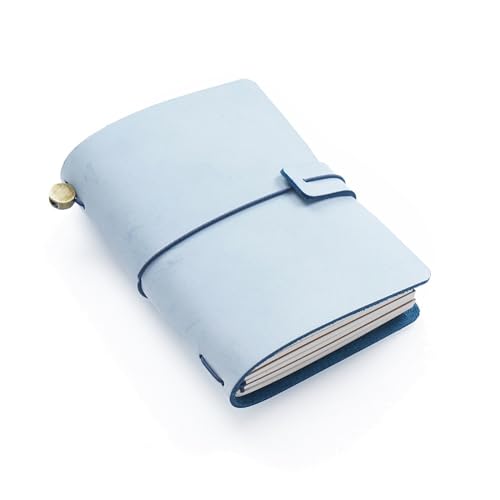 ELUKHT Leder-Notizbuch, Reise-Notizbuch, handgefertigtes Handbuch, Vintage-Notizblock für Büro, Zuhause, Schule (Blau, S) von ELUKHT