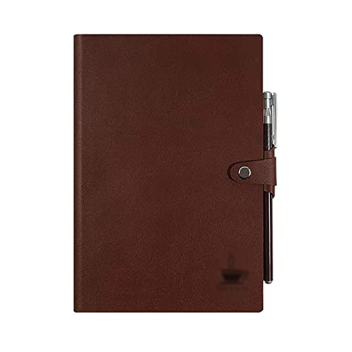 ELUKHT Liniertes Leder, professionelles Hardcover-Tagebuch, Notizblock, College, liniertes Notizbuch für Schule, Büro, Reisen, kommt mit einem Stift (Braun, A6) von ELUKHT
