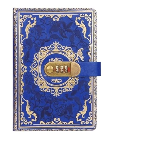 ELUKHT Vintage Nachfüllbares Notizbuch A5 Retro Passwort Tagebuch mit Schloss Verdicktes Handbuch Notizblock Schreibwaren Notizbuch für Männer Frauen von ELUKHT