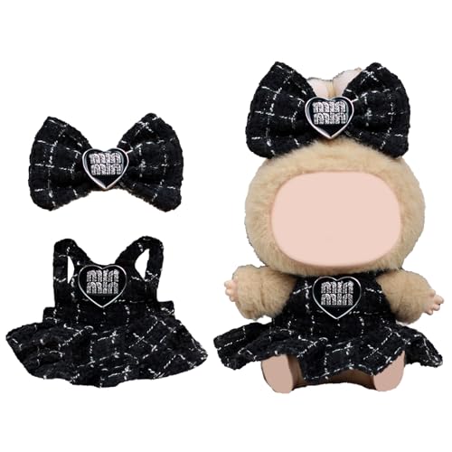 Puppe Kleidung für 17cm Plüsch Kuscheltier - Cute Doll Clothes, Dresses with Accessories Outfit Set, Nur Puppenbekleidung (Stil A Schwarz) von ELYSORA
