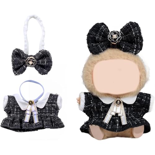 Puppe Kleidung für 17cm Plüsch Kuscheltier - Cute Doll Clothes, Dresses with Accessories Outfit Set, Nur Puppenbekleidung (Stil B Schwarz) von ELYSORA