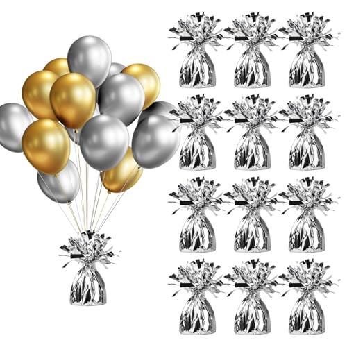 Metallische Ballongewichte, Neuheit und Gag-Geschenke, 14 cm für Luftballons, Tischdekoration, DIY-Dekoration für Geburtstag, Party, Gastgeschenke, Hochzeit, 6 Stück (Silber) von ELakiss