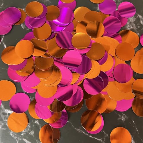 Hot Pink Orange Konfetti 2,5 cm Durchmesser Kreis Punkt Metallic Pailletten für Brautdusche Hochzeit Geburtstag Party Dessert Tischdekorationen (Hot Pink Orange) von EMAAN