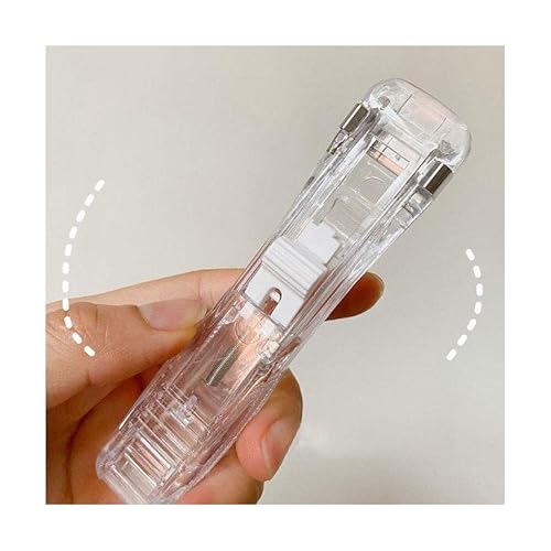 EMAFORO Heftgerät 1 Stück Transparenter Hefter Schulbedarf Abnehmbarer Metallclip Schieber Bürozubehör Push Clip Hefter Mini Hefter von EMAFORO