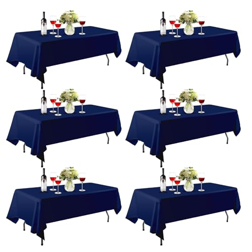 EMART Rechteckige Tischdecke, 152,4 x 320 cm, marineblau, Abwaschbare Outdoor Tischdecke für rechteckige Tische aus Polyestergewebe, für Esszimmer, Party, Hochzeit, 6 Stück EMART Rechteckige Tischdecke, 152,4 x 320 cm, marineblau, Abwaschbare Outdoor Tischdecke für rechteckige Tische aus Polyestergewebe, für Esszimmer, Party, Hochzeit, 6 Stück von EMART