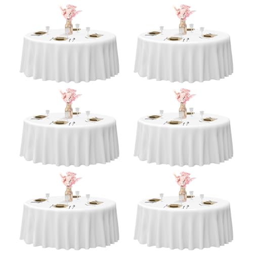 EMART Runde Tischdecke Weiß 6 Pack, 120 Inch/ 304cm Polyester Tischtuch Stain and Resistant, Washable White Round Tablecloth für Hochzeit Dekoration, Wedding, Party, Banquet EMART Runde Tischdecke Weiß 6 Pack, 120 Inch/ 304cm Polyester Tischtuch Stain and Resistant, Washable White Round Tablecloth für Hochzeit Dekoration, Wedding, Party, Banquet von EMART