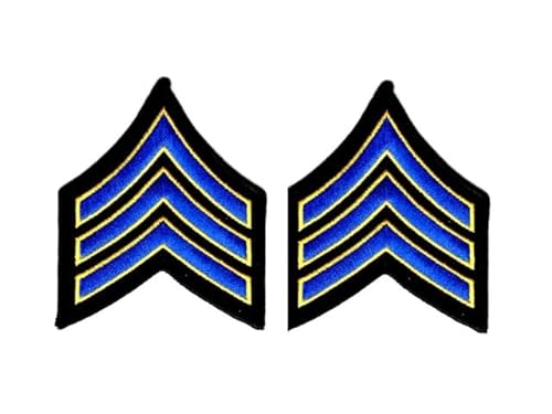 Uniform Patches,Königsblau/Mittelgold Chevron-Patches auf schwarzer Rückseite für Strafverfolgung, Sheriff, Polizei, Sicherheit,Sergeant-Streifen,Polizei-Patch Sergeant Chevron (SGT Patch) (Paar) von EMBROIDERED UNIFORM PATCHES & EMBLEMS