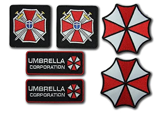 Umbrella Corporation Costume Cosplay Patches - Set of 6 Embroidered Badges with Thermofix Bonding Film von EMBROIDERY KING